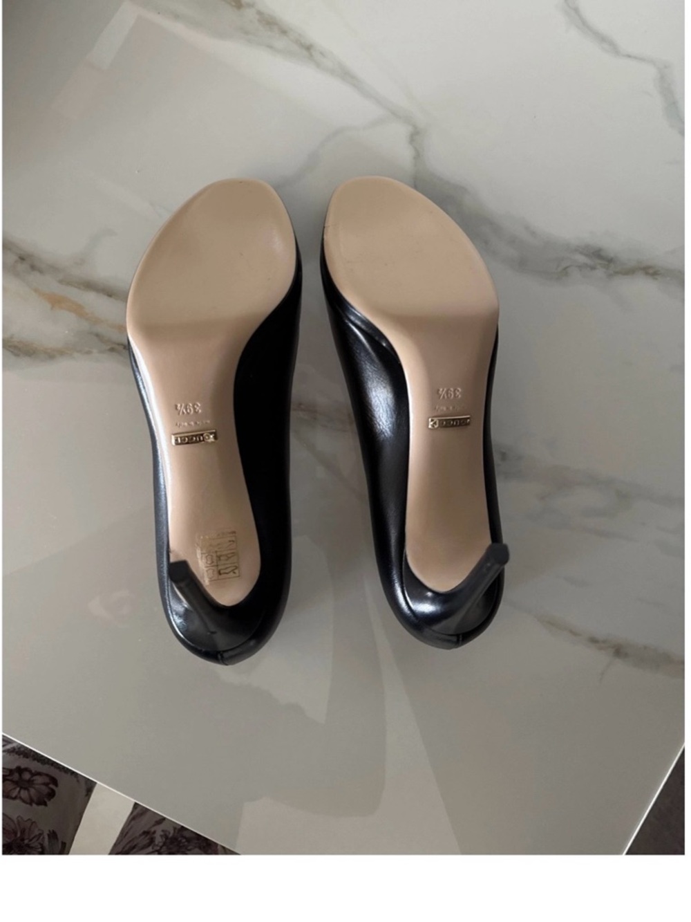Gucci Black Leather Horsebit Flats with Nude Insolen - Picture 3 of 9